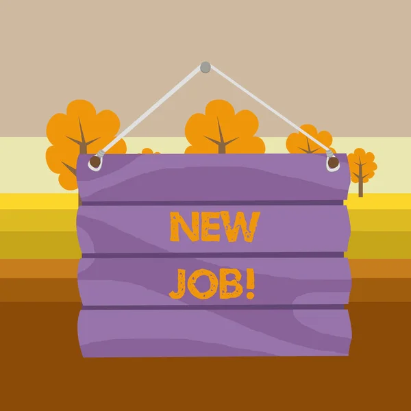 Textzeichen, das neuen Job zeigt. konzeptionelle Foto vor kurzem bezahlte Stelle der regulären Beschäftigung. — Stockfoto