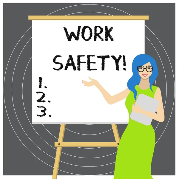 作業の安全性を示すメモを書き込む。従業員の健康を確保するための方針と手順を示すビジネス写真. — ストック写真