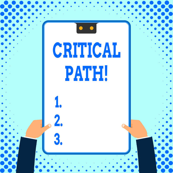 Text sign showing Critical Path. Conceptual photo sequence of stages of a project requiring the longest time.