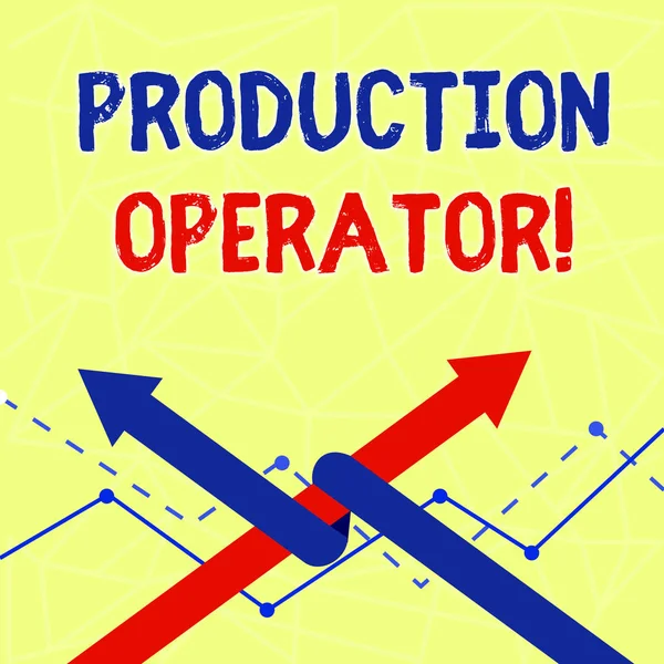 Writing note showing Production Operator. Business photo showcasing control equipment used in the analysisufacturing process Two Arrows One Intertwined to Other Team Up or Competition. — 스톡 사진