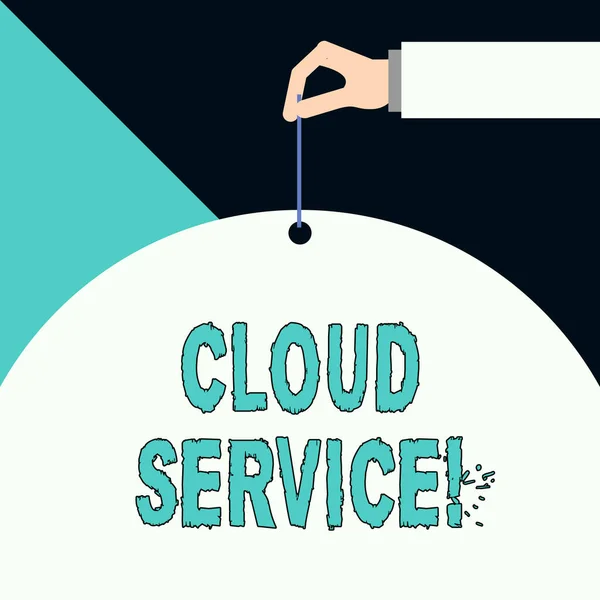 Nota de escrita mostrando Cloud Service. Exibição de fotos de negócios refere-se à variedade de recursos fornecidos pela internet . — Fotografia de Stock