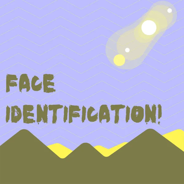 Word writing text Face Identification. Business concept for analyzing patterns based on the demonstrating s is facial contours View of Colorful Mountains and Hills with Lunar and Solar Eclipse