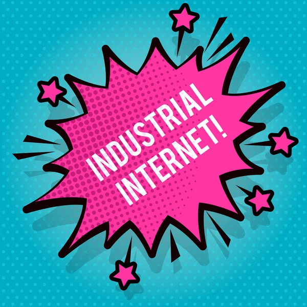 Text sign showing Industrial Internet. Conceptual photo use of the internet of things in industrial sectors Spiky Blank Fight and Screaming Angry Speech Bubble with Thick Dark Outline.