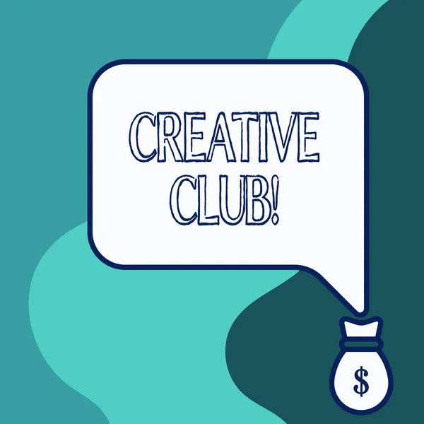 Написання текстів Креативного клубу. Концепція означає організацію яка імітує інтерес до творчих ідей . — стокове фото