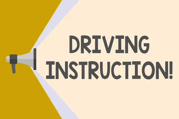 Writing note showing Driving Instruction. Business photo showcasing detailed information on how driving should be done Megaphone Extending the Volume Range through Space Wide Beam.