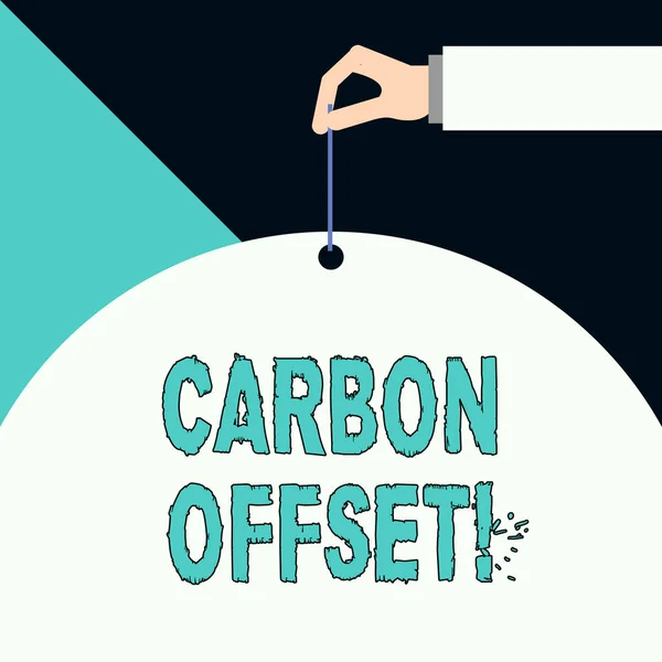 Schreibnotiz, die Carbon Offset zeigt. Geschäftsfotos zur Reduzierung der Emissionen von Kohlendioxid oder anderen Gasen. — Stockfoto