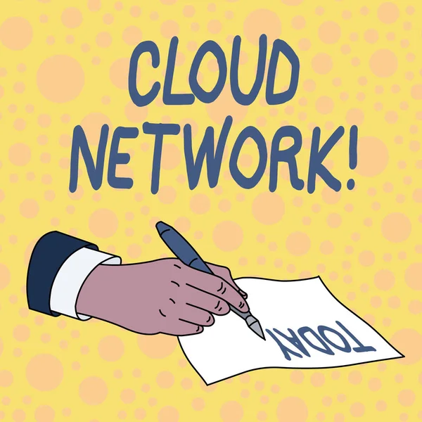 Texte manuscrit Cloud Network. Signification du concept Accès aux ressources de réseautage du fournisseur centralisé . — Photo