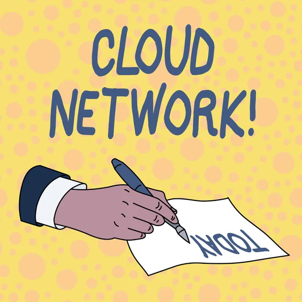 Handwriting text Cloud Network. Concept meaning Access of networking resources from centralized provider.