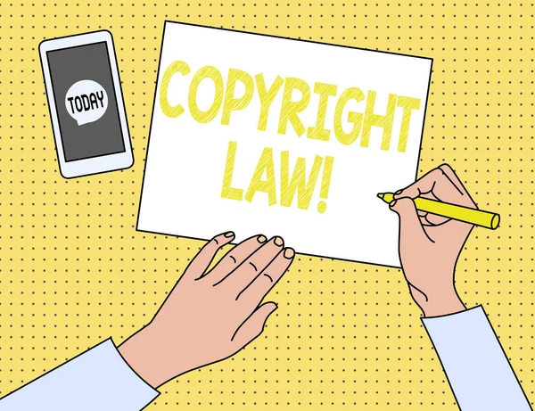 Wortlaut Text Urheberrecht. Geschäftskonzept für einen Rechtskörper, der die ursprünglichen Werke der Urheberschaft regelt. — Stockfoto
