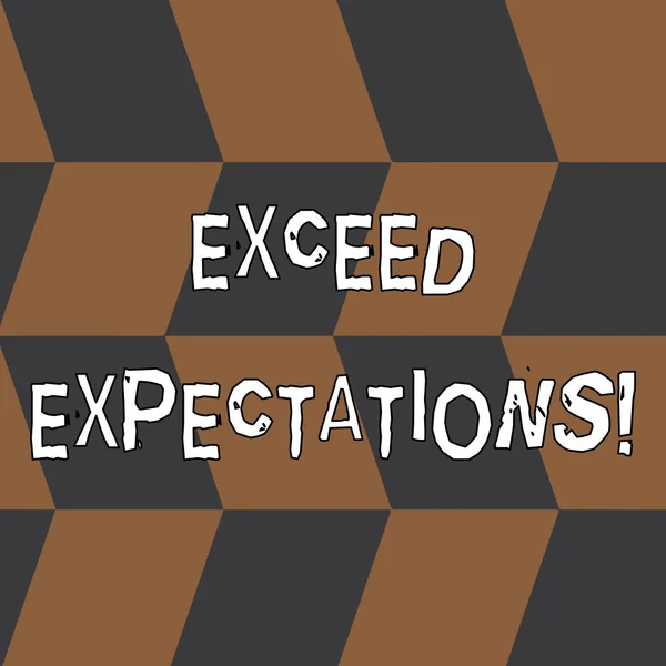 Word writing text Exceed Expectations. Business concept for able to surpass or beyond the acceptable perforanalysisce Seamless Slanting Squares in Brown and Gray Alternate Color Creating Depth. — Stock Photo, Image
