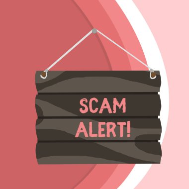 Scam Alert gösteren kavramsal el yazısı. İş fotoğraf metin hileli onu ikna ederek kurbandan para elde.