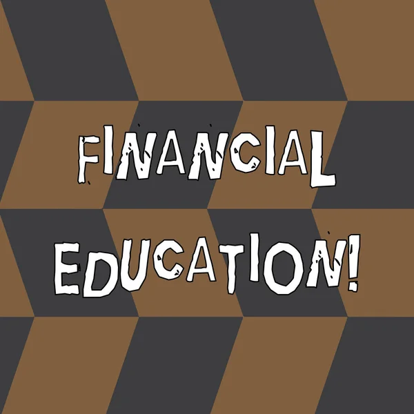 Word writing text Financial Education. Business concept for education and understanding of various financial areas Seamless Slanting Squares in Brown and Gray Alternate Color Creating Depth.