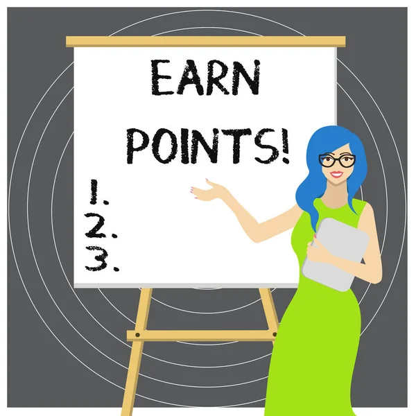 Writing note showing Earn Points. Business photo showcasing collecting scores in order qualify to win big prize.