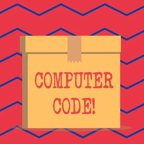 Tekst teken met de computer code. Conceptuele fotoreeks instructies voor het uitvoeren van een computerprogramma. — Stockfoto