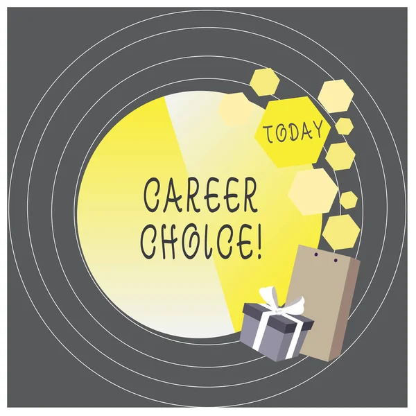 Writing note showing Career Choice. Business photo showcasing selection of a particular path or vocation in terms of career. — 스톡 사진