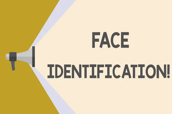 Writing note showing Face Identification. Business photo showcasing analyzing patterns based on the demonstrating s is facial contours Megaphone Extending the Volume Range through Space Wide Beam.