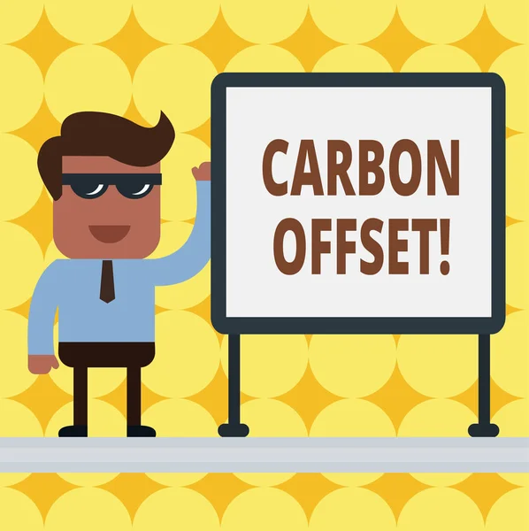 Schreibnotiz, die Carbon Offset zeigt. Geschäftsfotos zur Reduzierung der Emissionen von Kohlendioxid oder anderen Gasen. — Stockfoto
