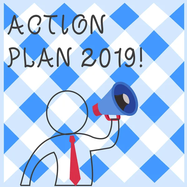 Text sign showing Action Plan 2019. Conceptual photo proposed strategy or course of actions for current year.