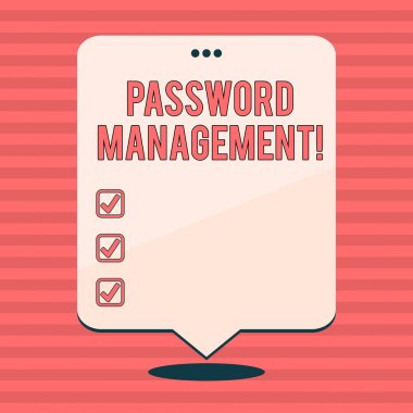 Parola Yönetimini gösteren not yazılıyor. Kullanıcıların parolalarını daha iyi analiz etmek için kullanılan iş fotoğrafı gösterme yazılımı Boş Beyaz Konuşma Balonu Üstte Yumruklanmış Delikle Yüzüyor.