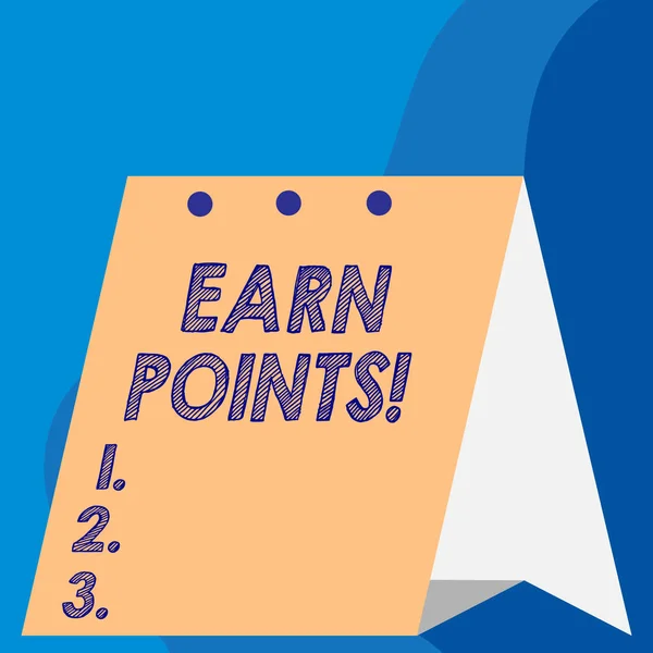 Text sign showing Earn Points. Conceptual photo collecting scores in order qualify to win big prize.