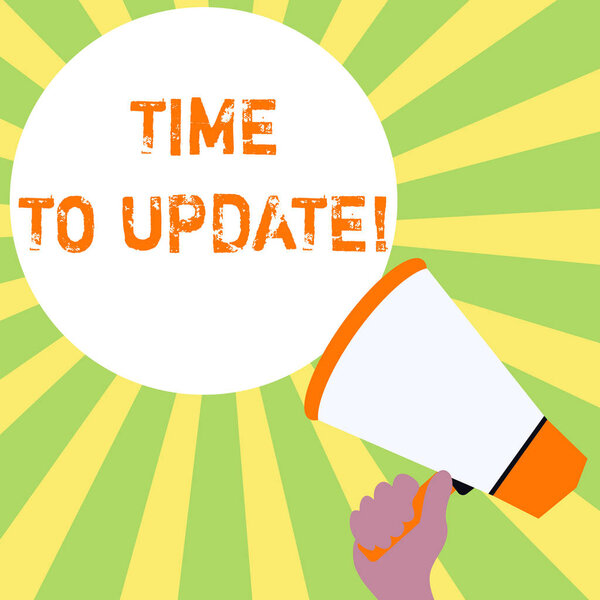 Текстовый знак, показывающий время обновления. Концептуальное фото это подходящий момент, чтобы сделать что-то более современное
.