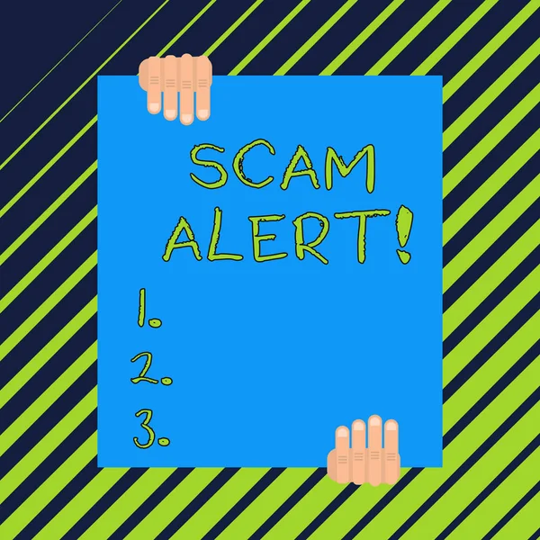 Texte d'écriture de mots Scam Alert. Concept d'entreprise pour obtenir frauduleusement de l'argent de la victime en le persuadant . — Photo