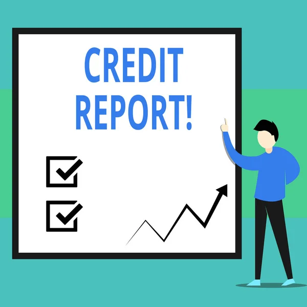Escritura manual conceptual que muestra el Informe de Crédito. Texto de la foto del negocio es el informe detallado de un individuo s es historial de crédito . —  Fotos de Stock