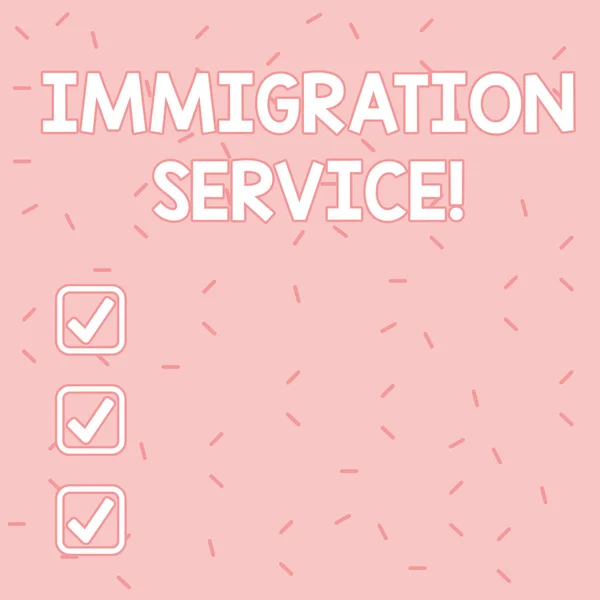 Text sign showing Immigration Service. Conceptual photo responsible for law regarding immigrants and immigration Pink Tiny Sprinkles Confetti Scattered in Random on Lighter Shade Backdrop.