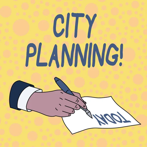 Handwriting text City Planning. Concept meaning the planning and control of the development of a town.