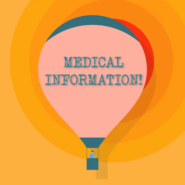 Εννοιολογική γραφή στο χέρι που δείχνει ιατρικές πληροφορίες. Επιχειρηματική φωτογραφία που προβάλλει πληροφορίες σχετικά με την υγεία ενός ασθενούς ή ένα μπαλόνι θερμού αέρα που επιπλέει με τον επιβάτη να χαιρετάει από γόνδολα. — Φωτογραφία Αρχείου