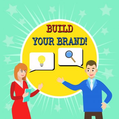 Markanızı Oluştur'u gösteren not yazma. İş fotoğrafı vitrini, müşterilerin ürün hakkındaki bilgi ve görüşlerini oluşturur veya geliştirir.