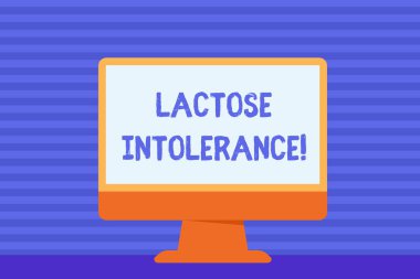 Laktoz Intoleransı gösteren kavramsal el yazısı. Vücut tabloda laktoz Boş Masaüstü Bilgisayar Renkli Ekran Freestanding sindirmek mümkün değildir sindirim sorunu vitrine.