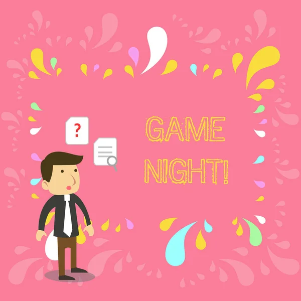 Conceptual hand writing showing Game Night. Business photo text usually its called on adult play dates like poker with friends. — Stock Photo, Image