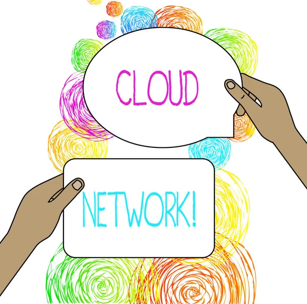 Escritura manual conceptual que muestra Cloud Network. Exhibición de fotos de negocios Acceso de recursos de redes desde un proveedor centralizado . — Foto de Stock