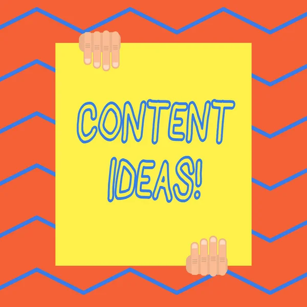 Texte manuscrit Idées de contenu. Concept signifiant la pensée ou l'opinion formulée pour la campagne de contenu . — Photo