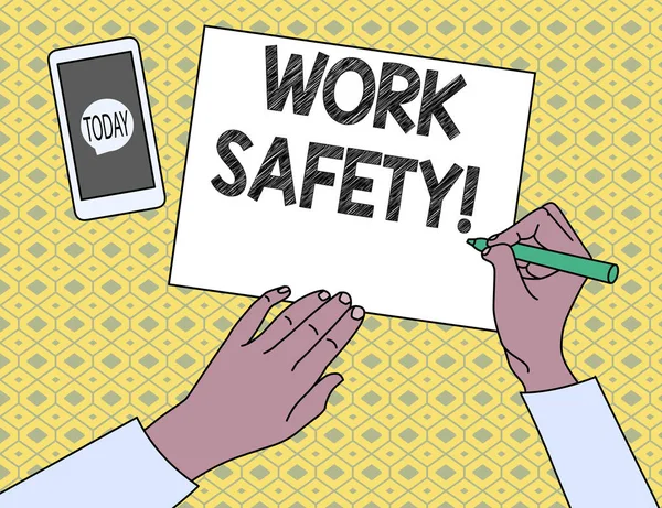 Escritura a mano de texto Seguridad en el trabajo. Concepto que significa políticas y procedimientos establecidos para garantizar la salud de los empleados . —  Fotos de Stock