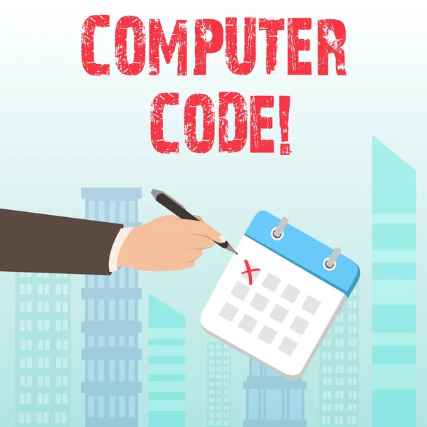 Tekst schrijven Computercode. Business concept voor Set van instructies vormen van een computerprogramma uit te voeren. — Stockfoto