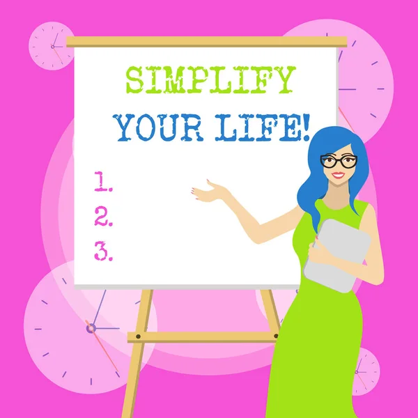 概念手写显示简化你的生活。商务照片文本侧重于重要，让别人担心更少. — 图库照片
