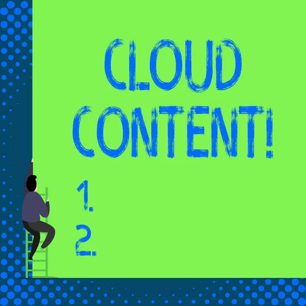Texto manuscrito Cloud Content. Concepto que significa plataforma autónoma o soportado por servicios adicionales . — Foto de Stock