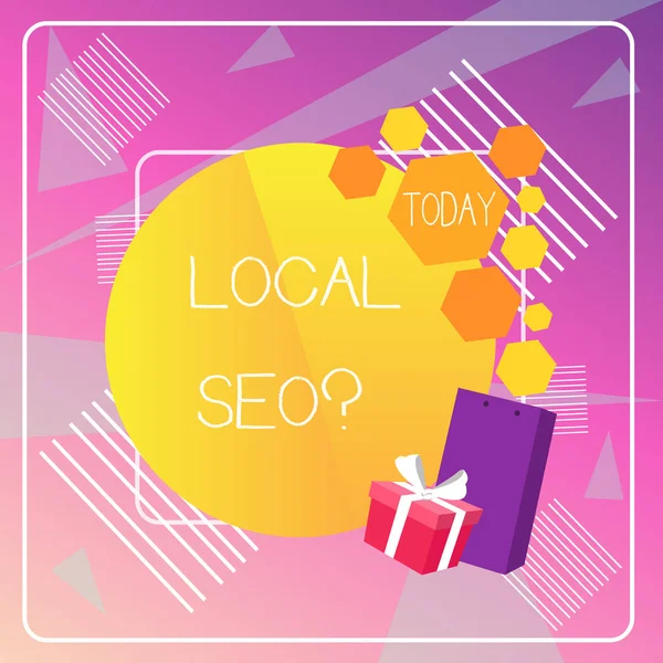 Word pisanie tekstu Local Seoquestion. Koncepcja biznesowa dla niewiarygodnie efektywnego sposobu na rynek lokalnego biznesu online. — Zdjęcie stockowe