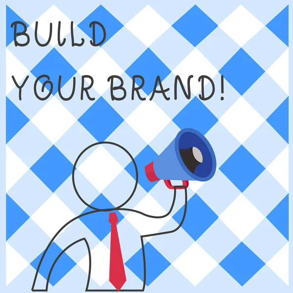 Текстовий знак, що показує "Побудувати свій бренд". Концептуальна фотографія створює або покращує знання та думки клієнтів про продукт . — стокове фото
