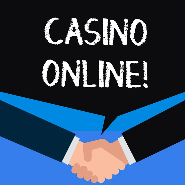 Note d'écriture montrant Casino en ligne. Photo d'affaires mettant en vedette les joueurs peuvent jouer et parier sur les jeux de casino via en ligne . — Photo