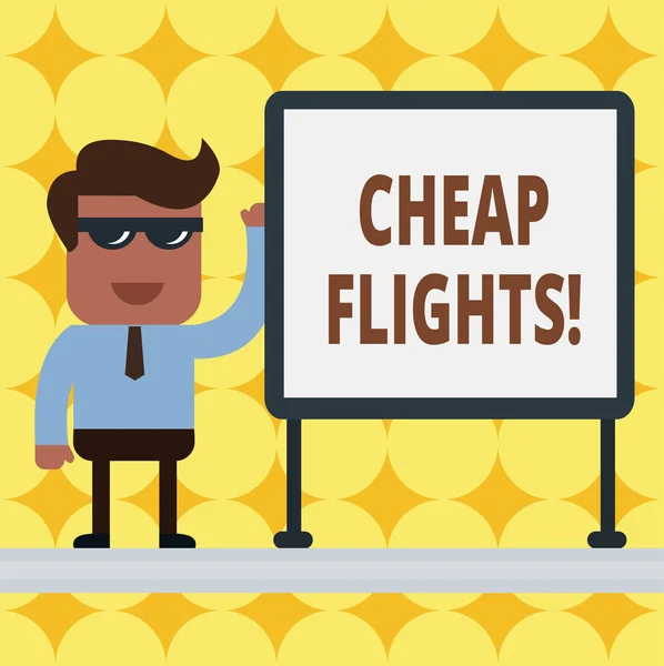 Writing note showing Cheap Flights. Business photo showcasing costing little money or less than is usual or expected airfare. — 스톡 사진