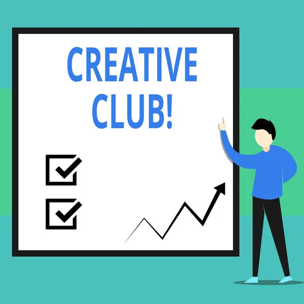 Scrittura concettuale a mano che mostra Creative Club. Business photo text un'organizzazione che simula l'interesse per le idee creative . — Foto Stock