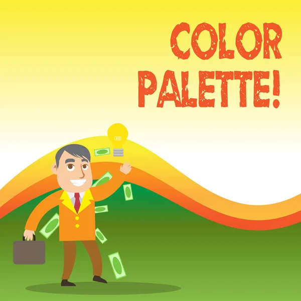 Textová značka zobrazující Paletu barev. Konceptuální fotografie plná škála barev, které lze zobrazit na obrazovce zařízení. — Stock fotografie
