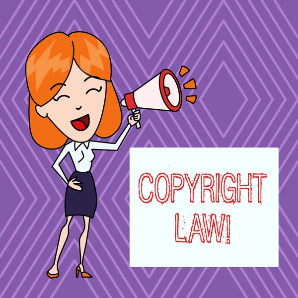 Textzeichen, das das Urheberrecht zeigt. konzeptionelle Fotokörper des Gesetzes, das die ursprünglichen Werke der Autorenschaft regelt. — Stockfoto