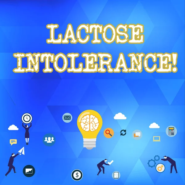 Handwriting text Lactose Intolerance. Concept meaning digestive problem where body is unable to digest lactose Business Digital Marketing Symbol, Element, Campaign and Concept Flat Icons.
