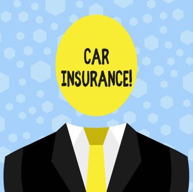 Araba Sigortası'nı gösteren bir metin işareti. Bir kaza durumunda mali kayıplara karşı kavramsal fotoğraf koruma.