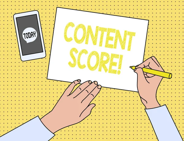 Texte d'écriture Word Content Score. Concept d'entreprise pour prédicteur agrégé de la compétitivité des contenus en ligne . — Photo