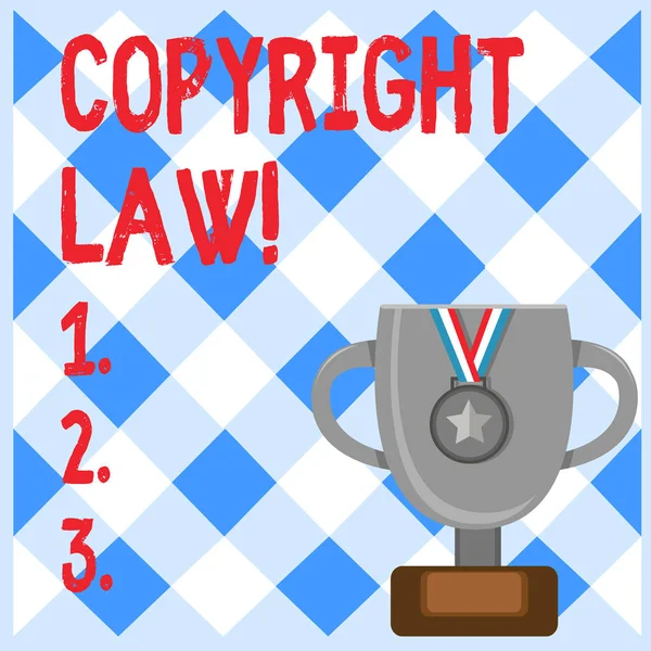 Conceptual hand writing showing Copyright Law. Business photo text body of law that governs the original works of authorship. — Stock Photo, Image